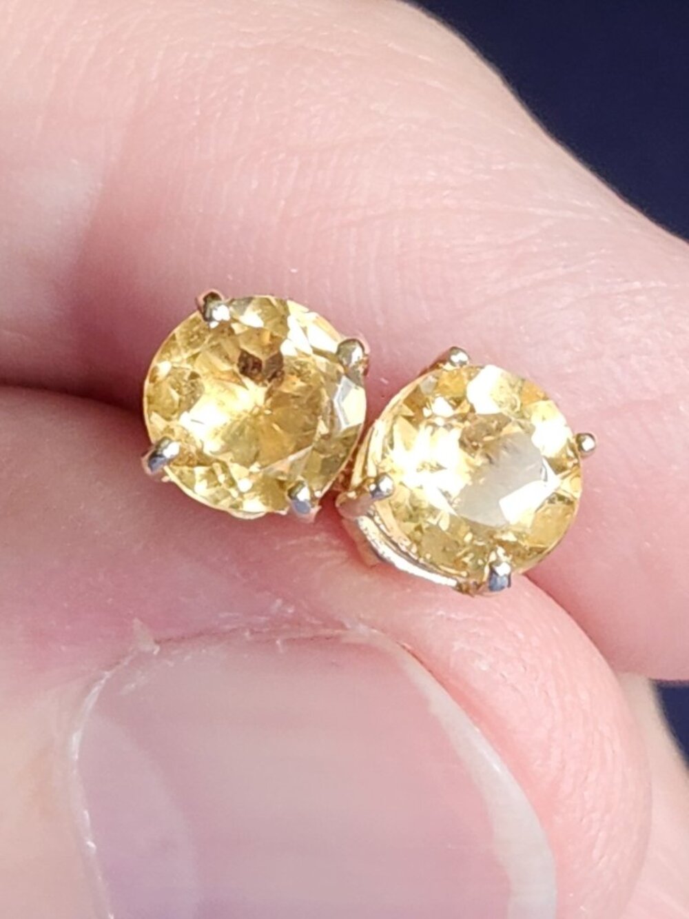 14K Gold Citrine Stud Earrings
